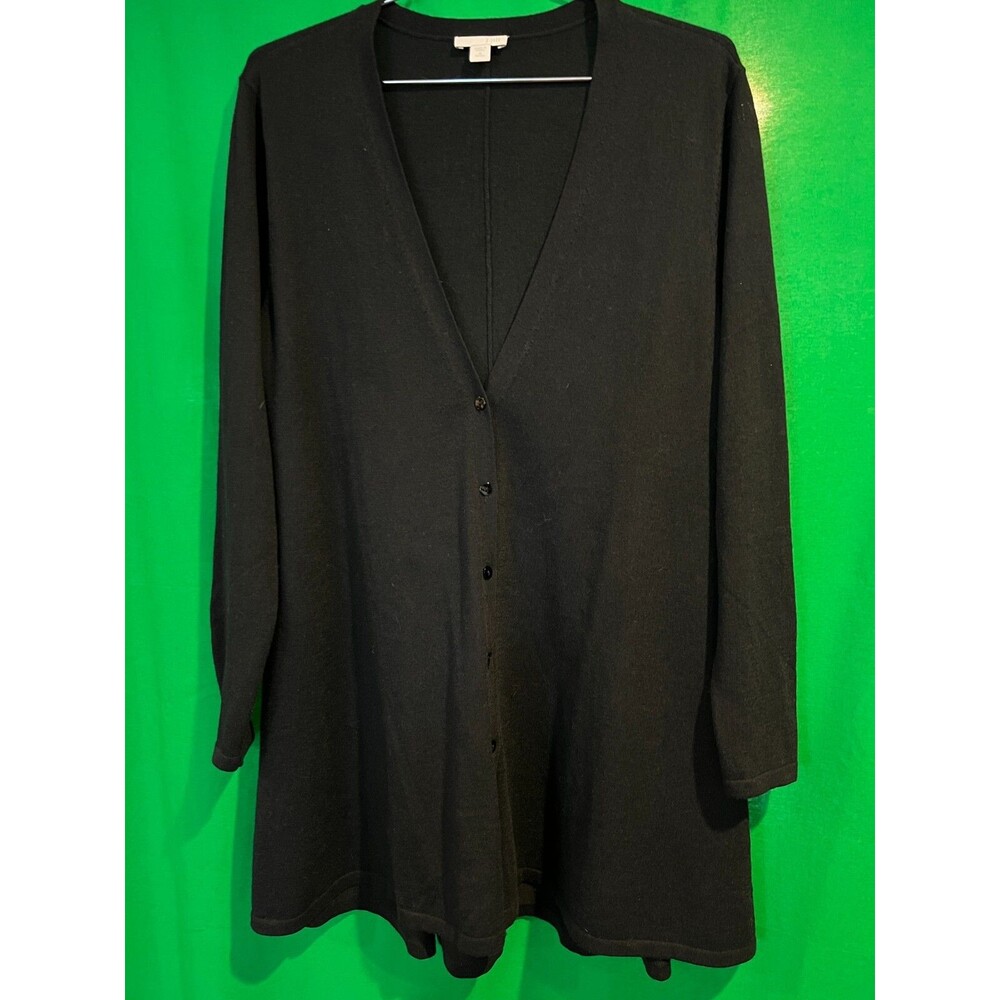 J Jill Women Black Cardigan size Medium Petites m mp womens sweater long jjill